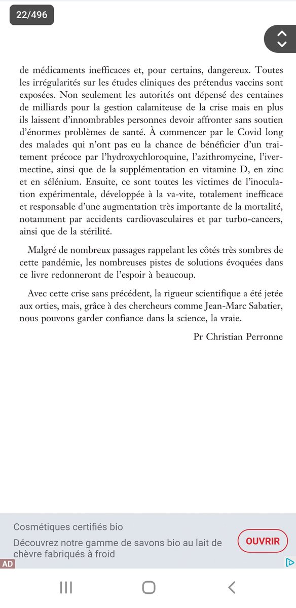 SabatierJeanMa1's tweet photo. Préface du livre par le Professeur Christian Perronne.
#covidlong #LongCovid #vaccineinjuries #COVID19 #VaccineSideEffects #arnm #cancer #autoimmunite #TurboCancer #hypertension #sibo #Fibromyalgie #sama #hypokaliemie #alzheimer #parkinson #dementia #charcot #cardiopathie #sra https://t.co/JuZysKi4eS