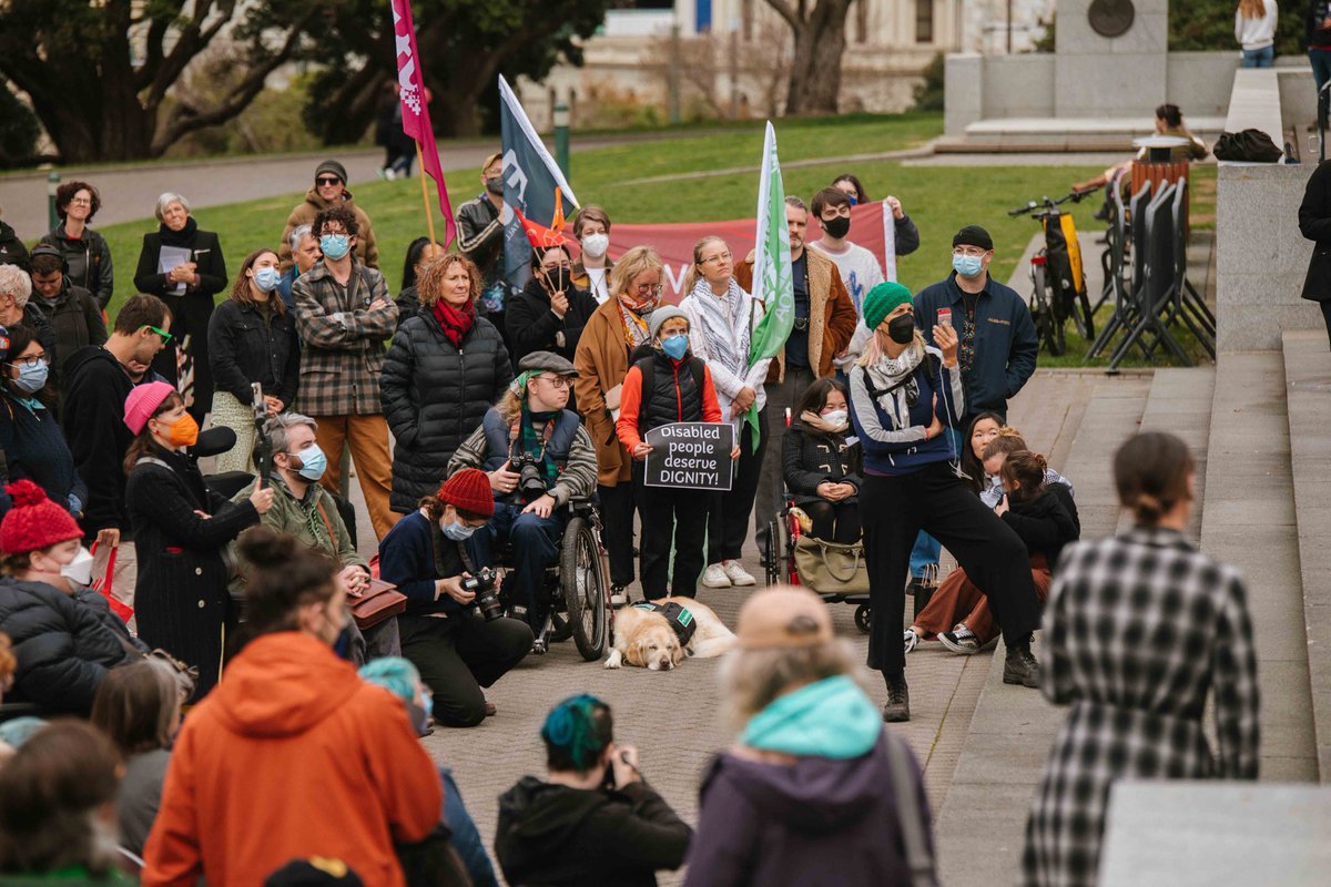 Great rally against Whaikaha funding cuts at Parliament today! 

Inclusive Greens and many of our Green MPs were there today and we joined many other speakers in sharing these messages

Speaking Co-Convenors @carroll_jonty <a href="/ainekc95/">Áine (they/them)</a> and <a href="/KahurangiMP/">Kahurangi Carter MP</a>
