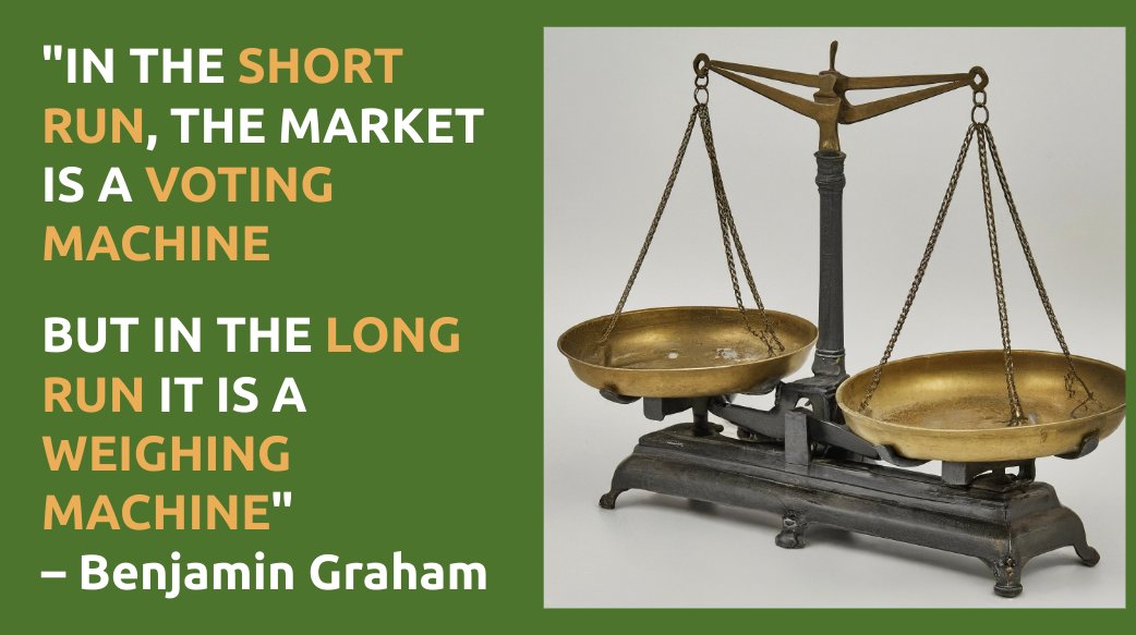 'In the short run, the market is a voting machine but in the long run, it is a weighing machine' -- Benjamin Graham #investing #investingquotes #WordsToInvestBy