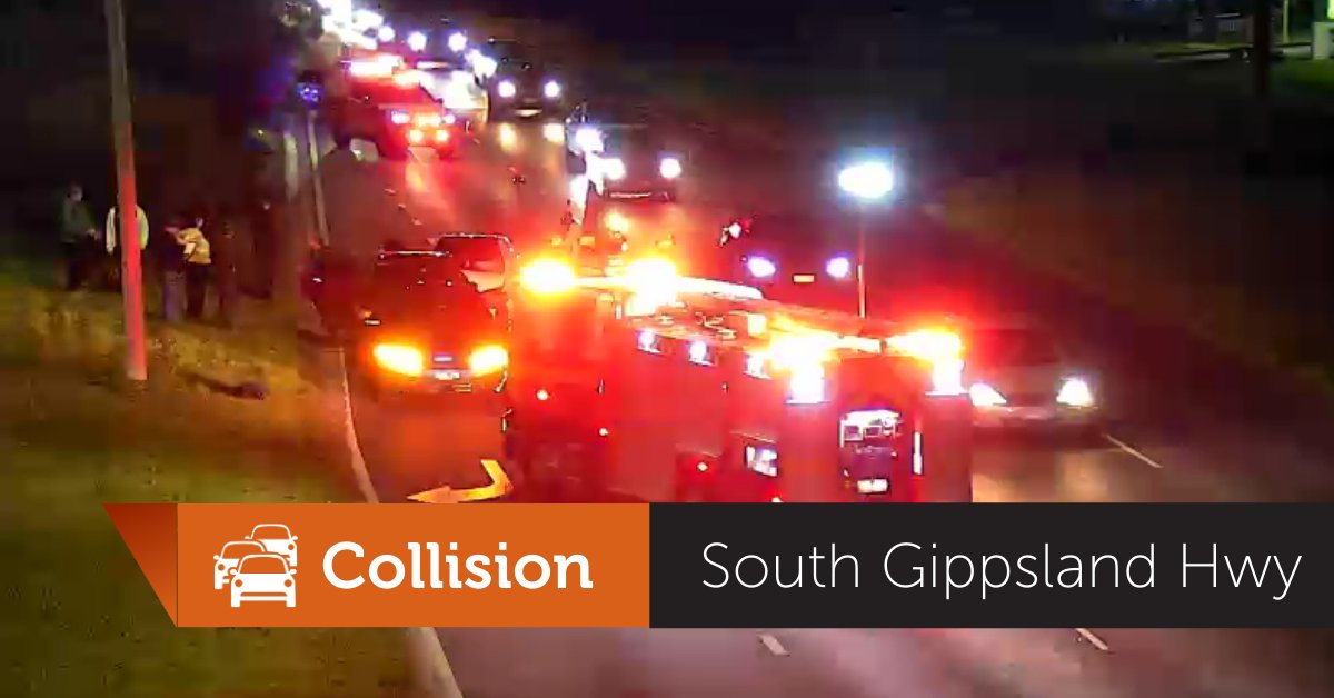 The right lane and right-turn lane are blocked inbound on the South Gippsland Highway at McDowell Road, Lynbrook due to a collision. One lane can get past with emergency services attending. Delays in the area. #victraffic