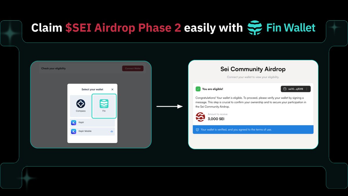 🪂 Sei Airdrop Phase 2 is arrived 🪂

Feeling bullish on <a href="/SeiNetwork/">Sei</a> yet? 🔴

Connect <a href="/fin_wallet/">Fin Wallet</a> and claim your allocation now 👇
airdrop.sei.io