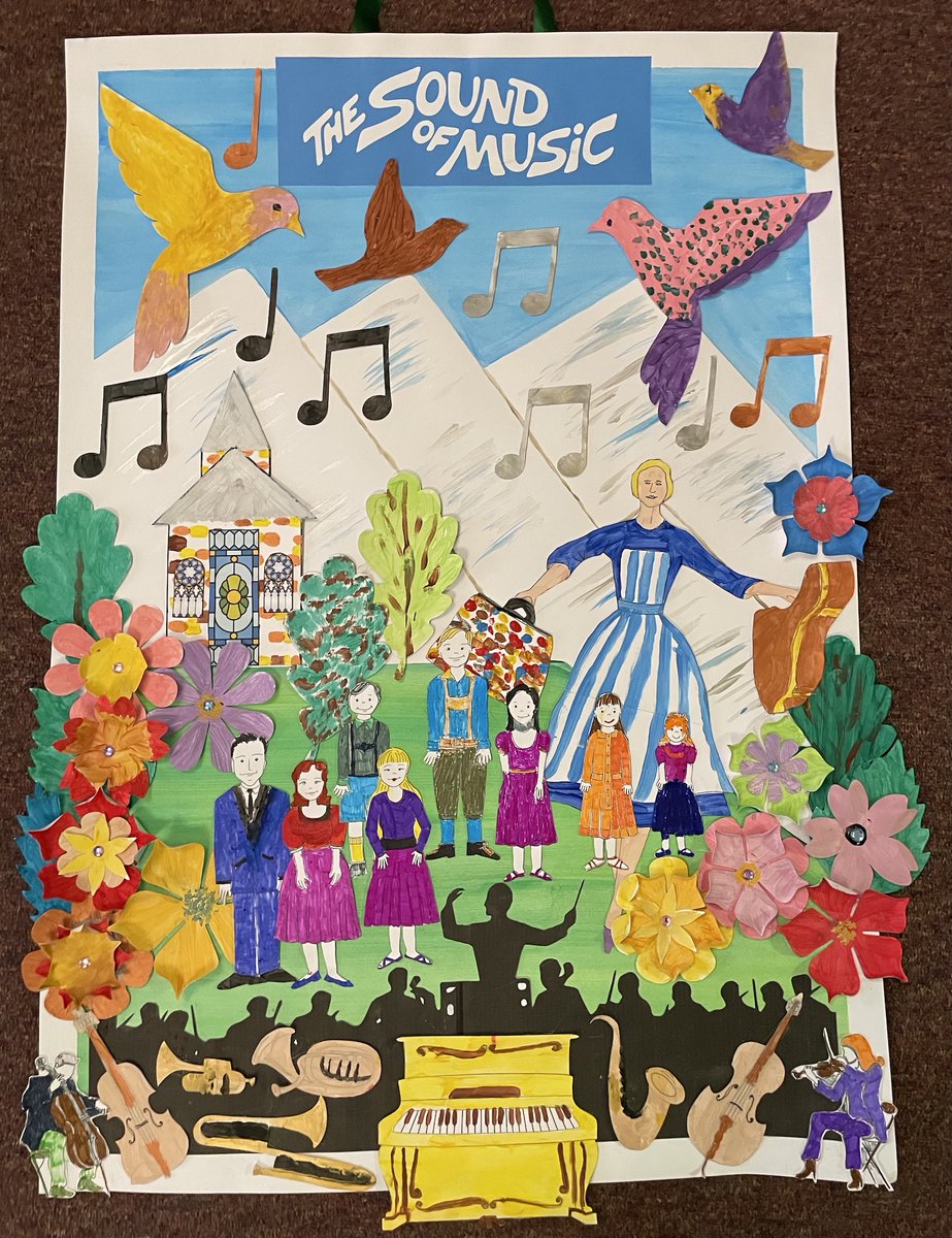 Fab @creativemojo #SoundofMusic #Musicals themed artwork yesterday at #LindenGrange #CareHome #Hartshill #Nuneaton. The residents were so creative with this project, filling in all the details for the #VonTrapp family, while we listened and sang along to the soundtrack! 😍