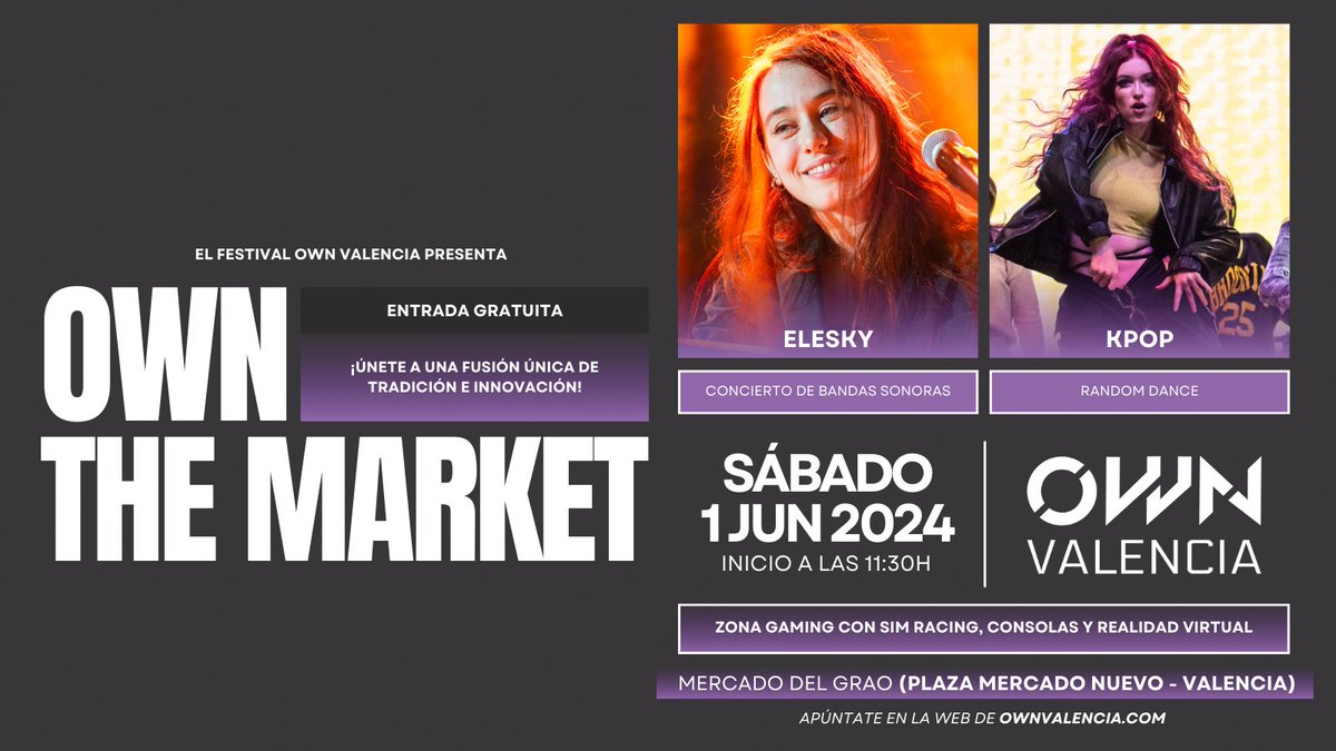 Este sábado tenemos planazo con @OpenWorldNowcom en el Mercado del Grao de Valencia  🙌

✅ Concierto de bandas sonoras con la genial @Elesky25
✅ Zona gaming en la que podrás probar nuestras sillas 
✅ Random dances de KPOP
✅ Competición de TYPERUSH (segundo clasificatorio)