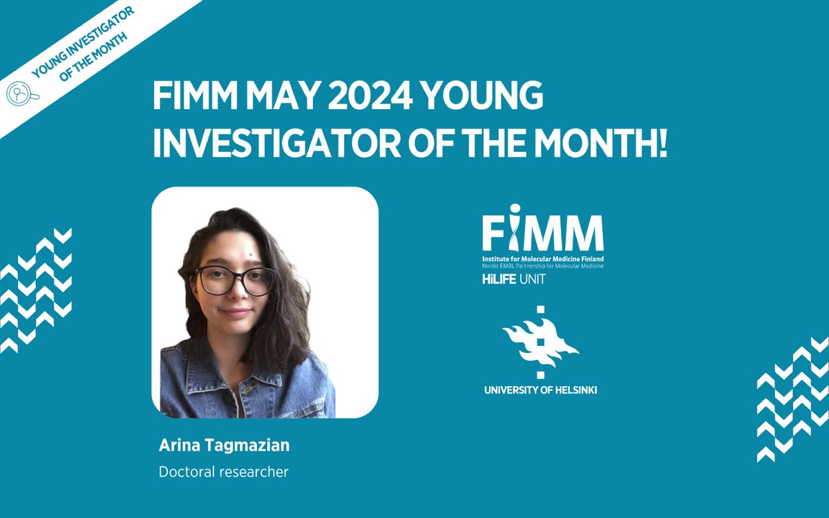 The May 2024 FIMM Young Investigator of the Month is Arina Tagmazian from the @Vuoksimaa & @epitkane groups! Warm congratulations for the recognition and the recent first author @EJNeuroscience paper!
helsinki.fi/en/hilife-hels…
#phdlife #researchtraining