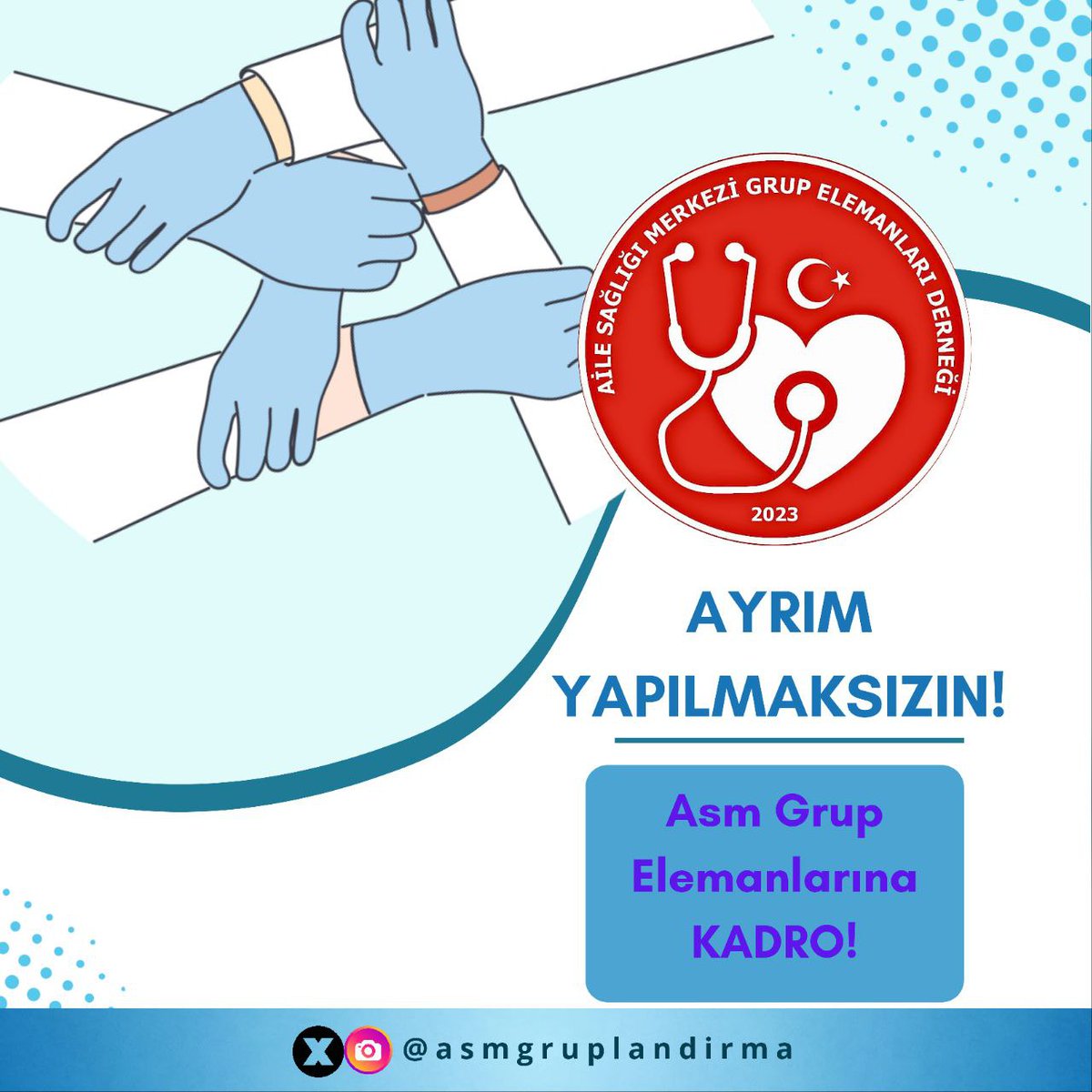 <a href="/asmgruplandirma/">Aile Sağlığı Merkezi Grup Elemanları Derneği</a> Sağlıkçıydık ama bir o kadar da değildik sahi biz neyiz bizim bir adımız varmı verilen sözler tutulmalı asm grup müjde bekliyor 
#asmgrubakadro