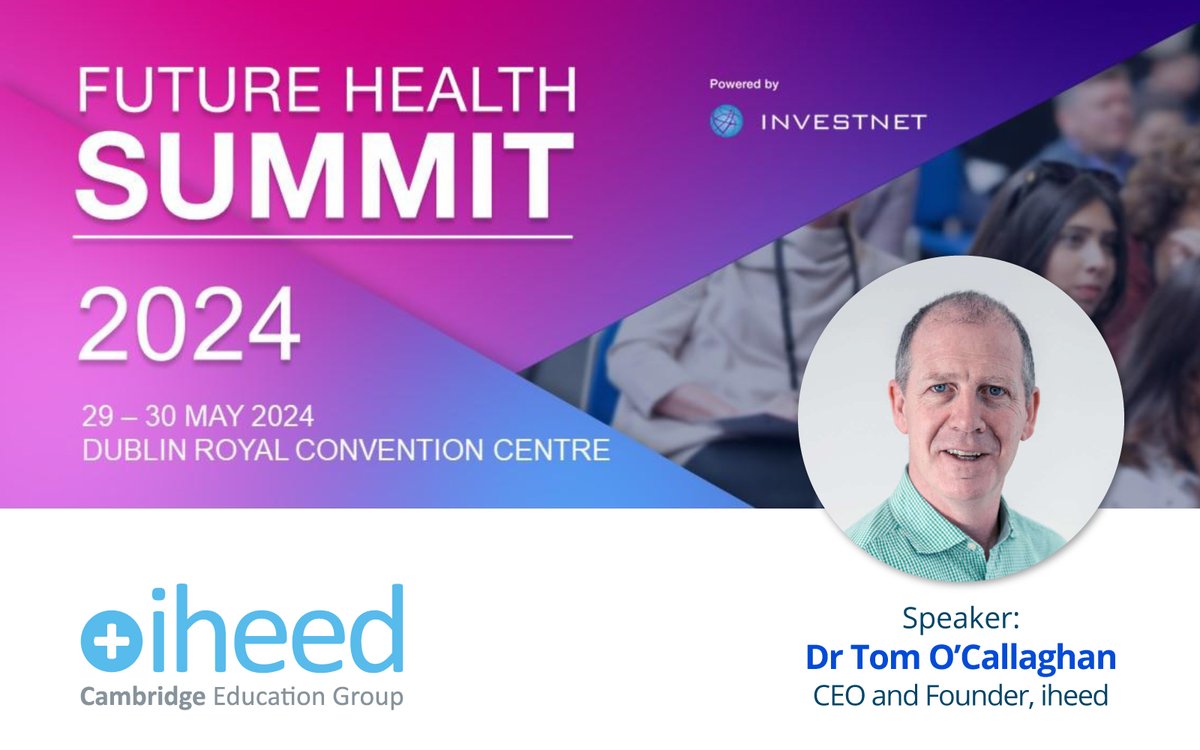 We're thrilled to announce that our CEO, Tom O’Callaghan, is chairing Future Health Summit Dublin this week!  If you are attending visit us at stand N27. #futurehealthsummit #healthcare @HealthIreland iheed.org/latest/blog/ih…