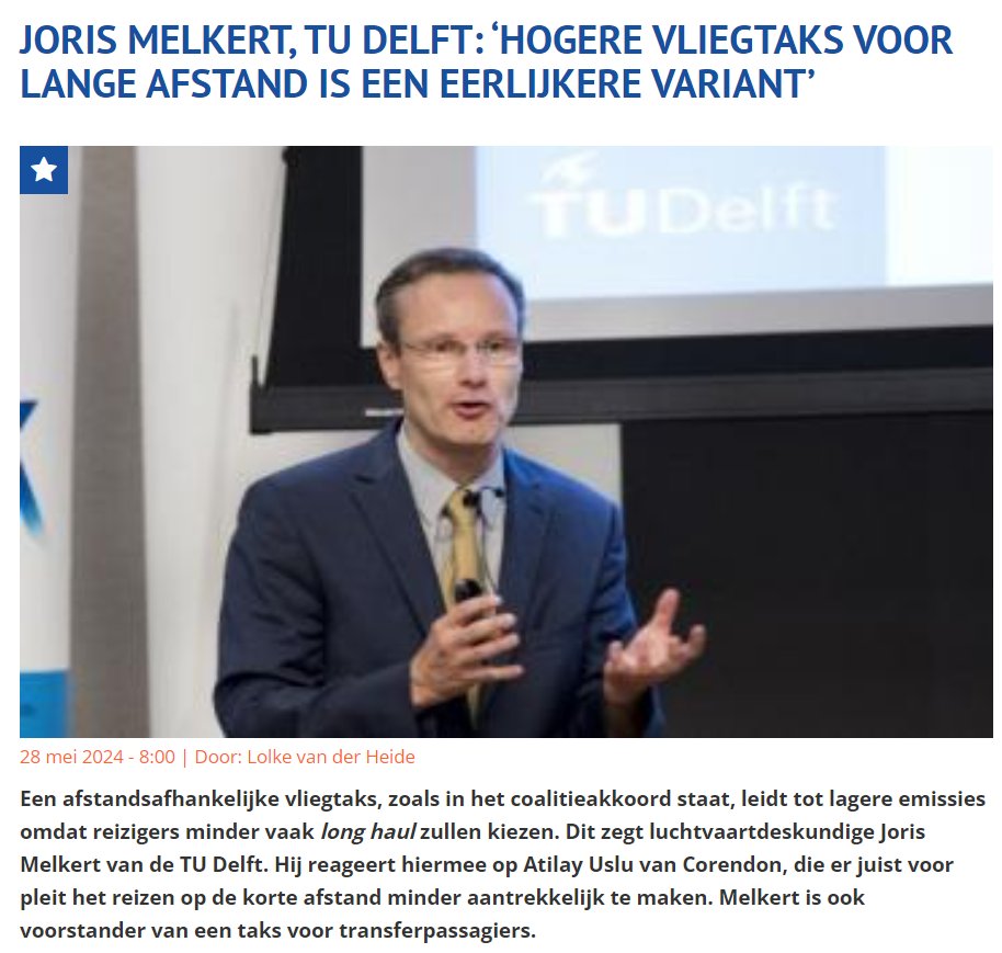 Luchtvaartdeskundige Joris Melkert van de TU Delft is voorstander van een afstandsafhankelijke vliegtaks én van een vliegtaks voor transferpassagiers! luchtvaartnieuws.nl/nieuws/categor…
@MinIenW @markharbers @OlgervanDijk @vanHijum
@HenriBontenbal @BoerBurgerB @PvdA @cdavandaag