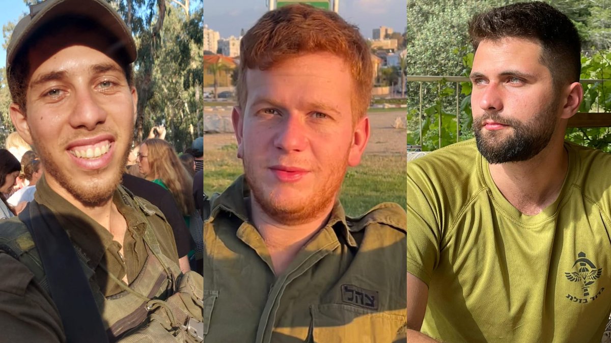 🔴IDF announces that three soldiers from the Nahal Brigade's 50th Battalion were killed fighting in the southern Gaza Strip:

Staff Sergeant Uri Bar Or
Staff Sergeant Ido Appel
Staff Sergeant Amir Galilove