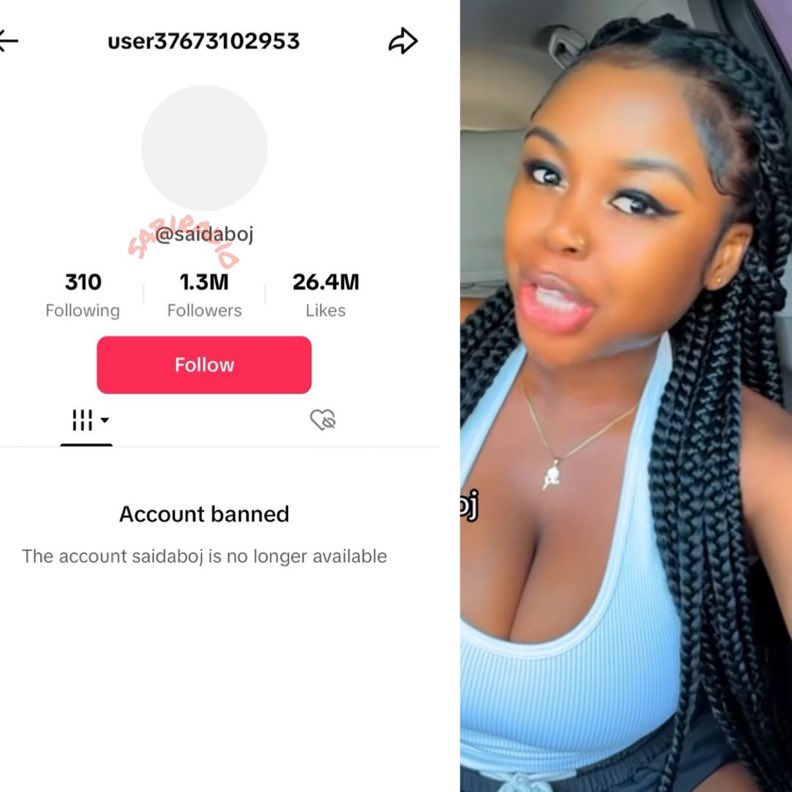 Tiktok bans Saidaboj from their platform over some inflammatory comments she made in a podcast 😫😫