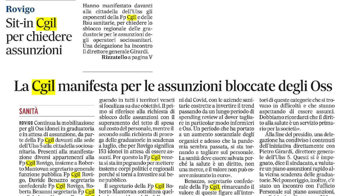 🗞️ RASSEGNA STAMPA CGIL 29/05/2024 facebook.com/cgilveneto/pos…