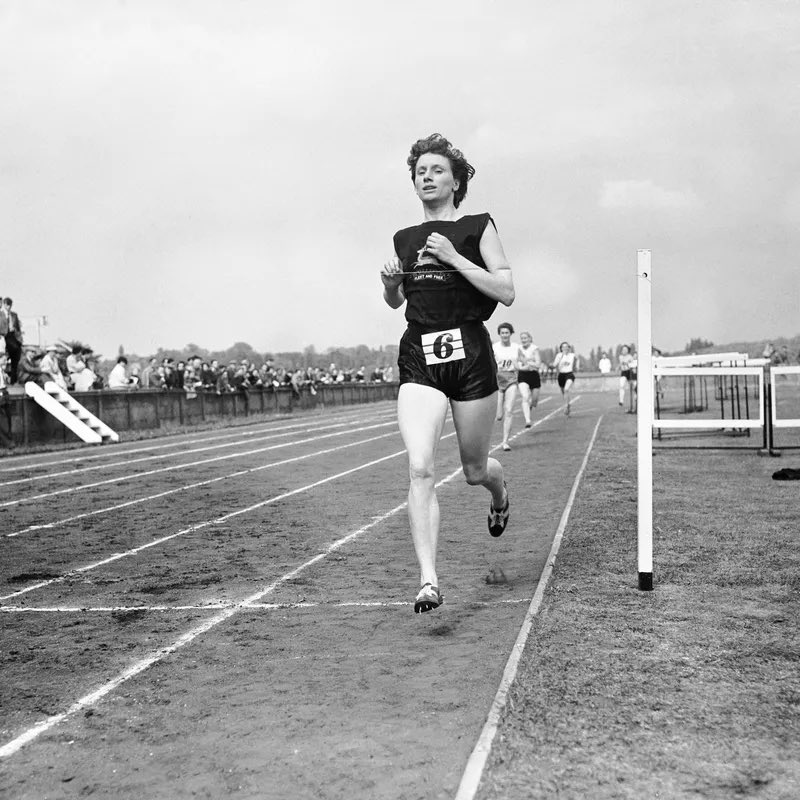 Not as heralded as Roger Bannister’s achievement but today is the 70th anniversary of Diane Leather becoming first woman to break 5 mins. for the #mile