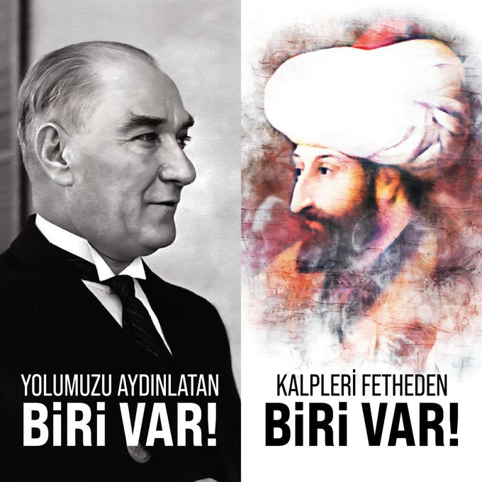 ACamekan's tweet photo. Biri Istanbulu fethetti diğeri kurtardı
Biri surları delik deşik etti diğeri düşmanı denize döktü
İkisi de #Türk Milleti daima bu #cihanda var olsun diye savaştı
Biri cihan padişahı #Fatih #SultanMehmed han Diğeri yok olmaya başlayan bir #milleti arkasına alıp 7 duvelle #savaşarak denize döken #Başkomutan #Mustafa #Kemal #Atatürk Birini sevip diğerine düşman olmayı hayretle izledim yıllardır ikisi de bizim #Ata'mız farkında mısınız
#istanbulunfethikutluolsun #29mayıs1453💙🇹🇷#BüyükFetih #FatihSultanMehmetHan #KalpleriFetheden #Atatürk #YokumuzuAydınlatan