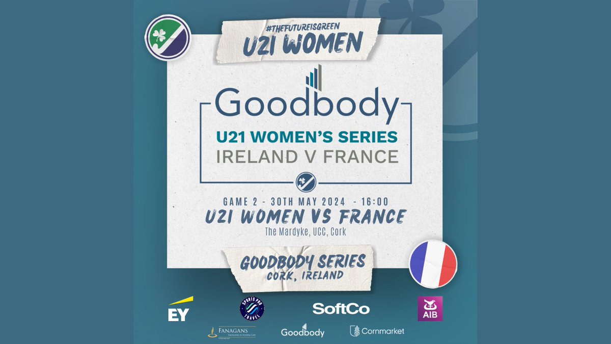 U21 WOMEN IRELAND v FRANCE SERIES ☘️ 🇫🇷 The excitement begins today, May 29th at 6pm, at The Mardyke, UCC. Show your support for our Irish U21W Hockey team by cheering them on from the stands 🔊 👏 #TheFutureIsGreen