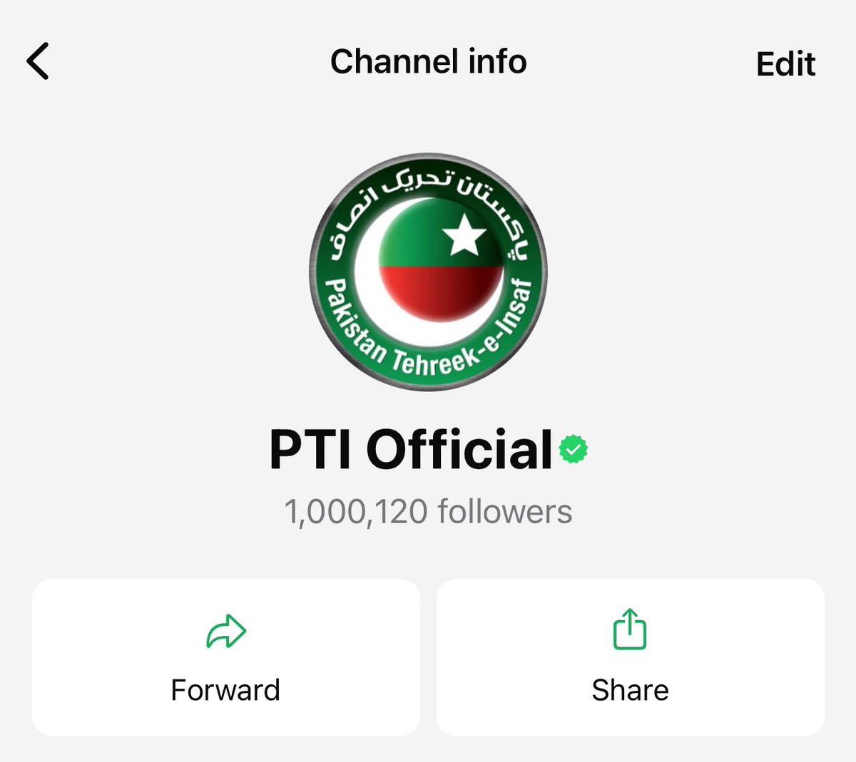 Congratulations #PTIFamily

Our Official WhatsApp Channel has just hit 1 Million family members. Plz continue propagating channel link - whatsapp.com/channel/0029Va… or ask people to search for “PTI Official”; verified channel (with checkmark) is official one

#قوم_مانگے_خان_کی_رہائی