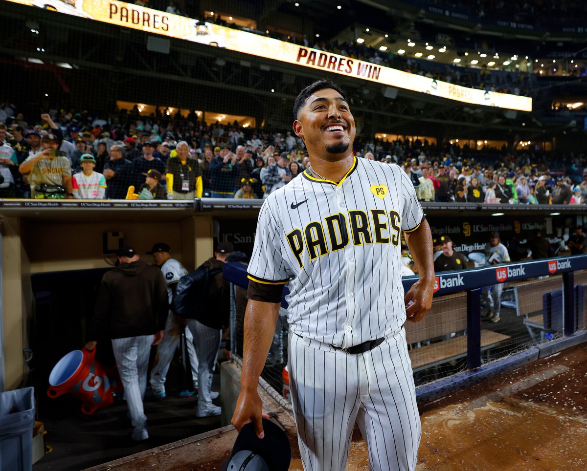 Padres pitcher Jeremiah Estrada extends his consecutive strikeout record to 13 batters against the Marlins at Petco Park.