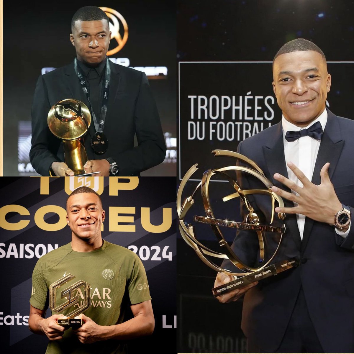 📊🇫🇷 Kylian Mbappé this season :

🏟️ 55 games
⚽ 50 goals
🎯 17 assists

🥇Topscorer in Ligue 1
🥇Player of the year in Ligue 1
🥇Globe Soccer Award BEST MEN’S player
🥇 CDF-topscorer
🥇 UCL-topscorer

🏆 Coupe de France
🏆 Ligue 1
🏆 Trophée des Champions

NOT a bad Season 🥶