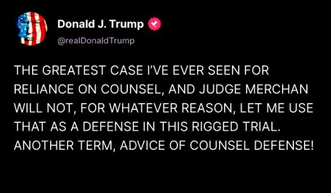 @jason_meister What do you infer from this tweet?
He is admitting guilt by blaming it on counsel! FYI he was asked to inform the Court whether he would use the 'advice of counsel' defense, with one proviso, that he provide all supporting documentation. He declined.
Who is to blame?