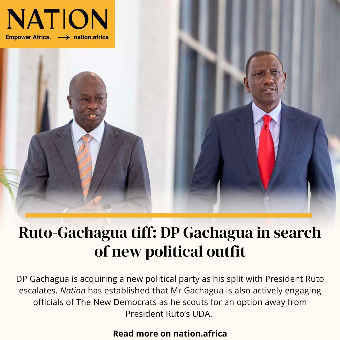 Ruto-Gachagua tiff: DP Gachagua in search of new political outfit nation.africa/kenya/news/pol…