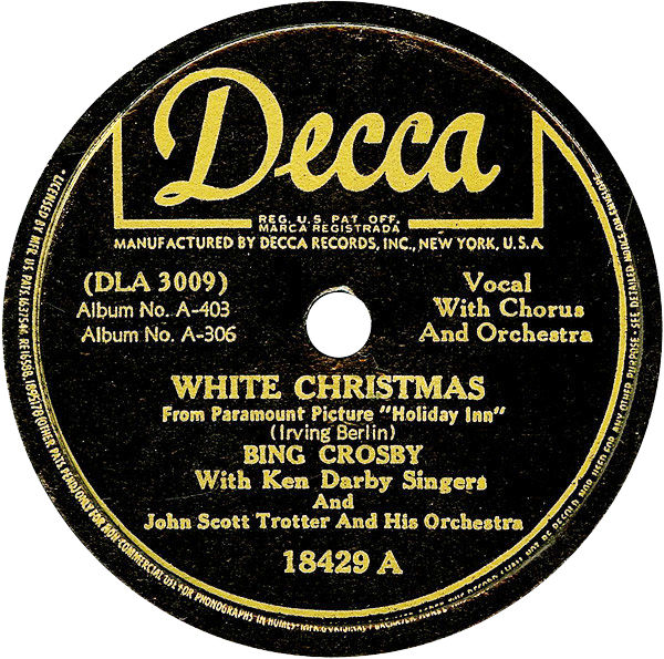 29.května 1942 nahrál americký zpěvák Bing Crosby píseň Irvinga Berlina s  názvem 'White Christmas' ('Bílé Vánoce'). Před Vánoci se píseň stala  hitem a je to dodnes nejúspěšnější singl všech dob, prodalo se cca 50  milionů desek.
youtube.com/watch?v=t_xq3B…