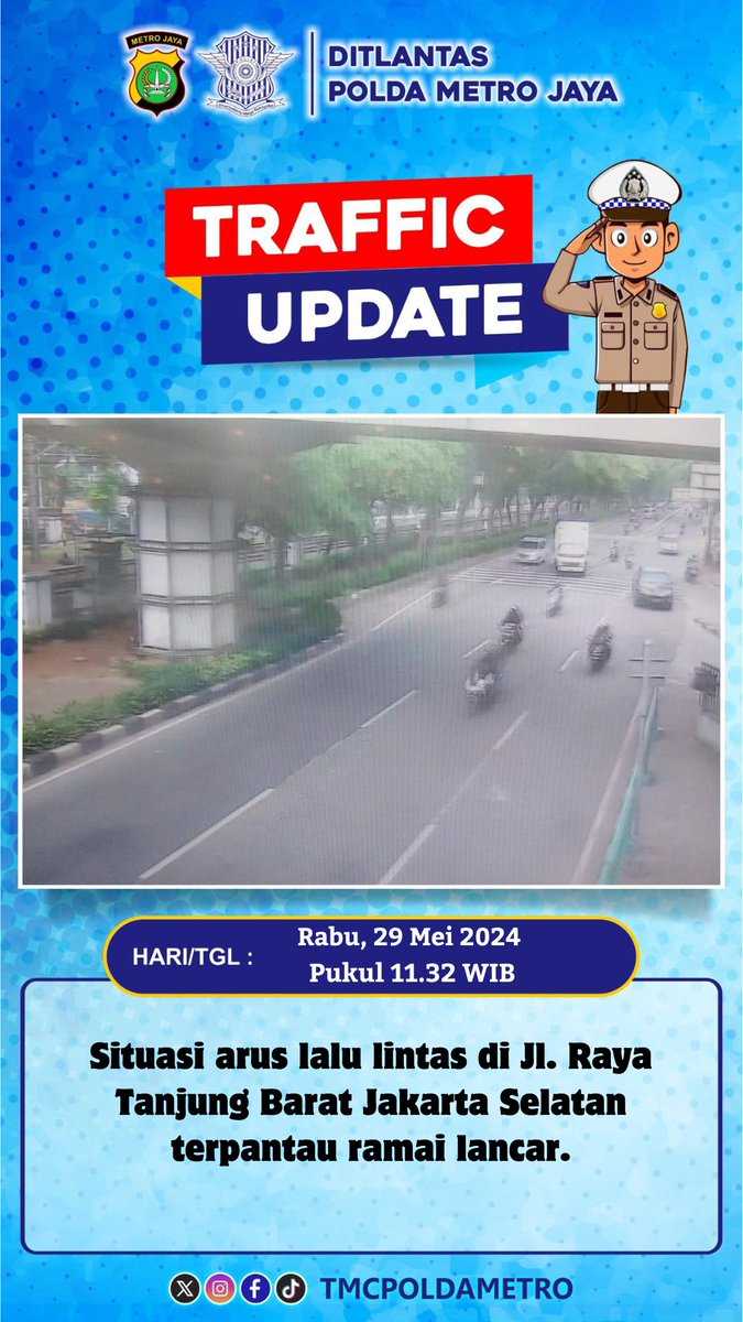 Situasi arus lalu lintas di Jl. Raya Tanjung Barat Jakarta Selatan terpantau ramai lancar.