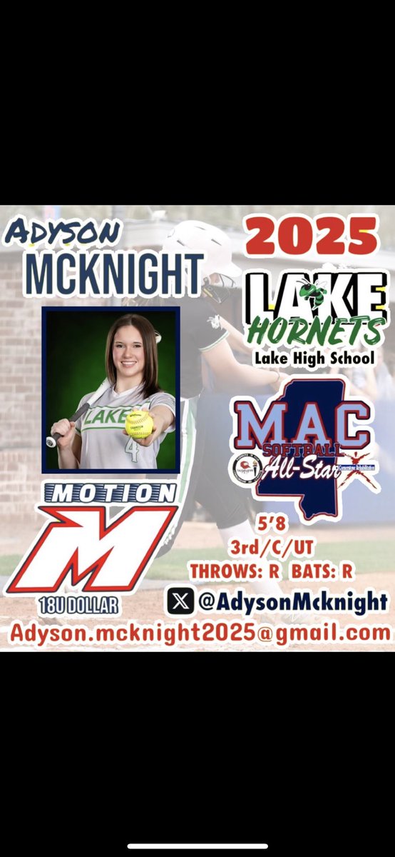 AdysonMcknight's tweet photo. 🥎It’s MAC Softball All Star week!🥎 A dream come true ⭐️ I am so excited to be apart of the Junior South All Star team. Come watch a great game this Thursday &amp; Friday, South vs. North! You don’t want to miss it! Schedule ⬇️⬇️
#LadyHornetSoftball #reptheSouth #JuniorAllStar #2A https://t.co/Rnim4FUIqz