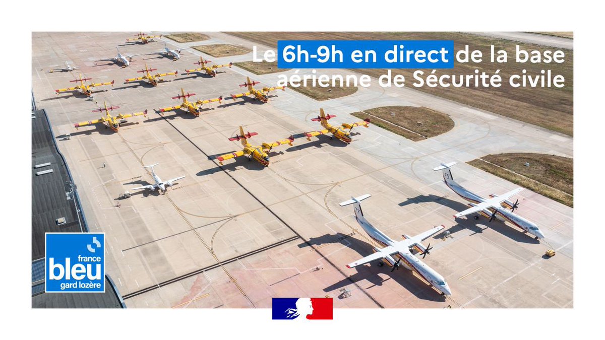 🔥🛩️ Comment s’organise la lutte aérienne contre les #FeuxDeForêt ? 🎙️Ce matin, @bleugardlozere installe son antenne sur la base de Sécurité civile à Nîmes dès 06h30. Découvrez les missions de nos personnels, qui interviennent dans les airs comme au sol 👉francebleu.fr/gard-lozere