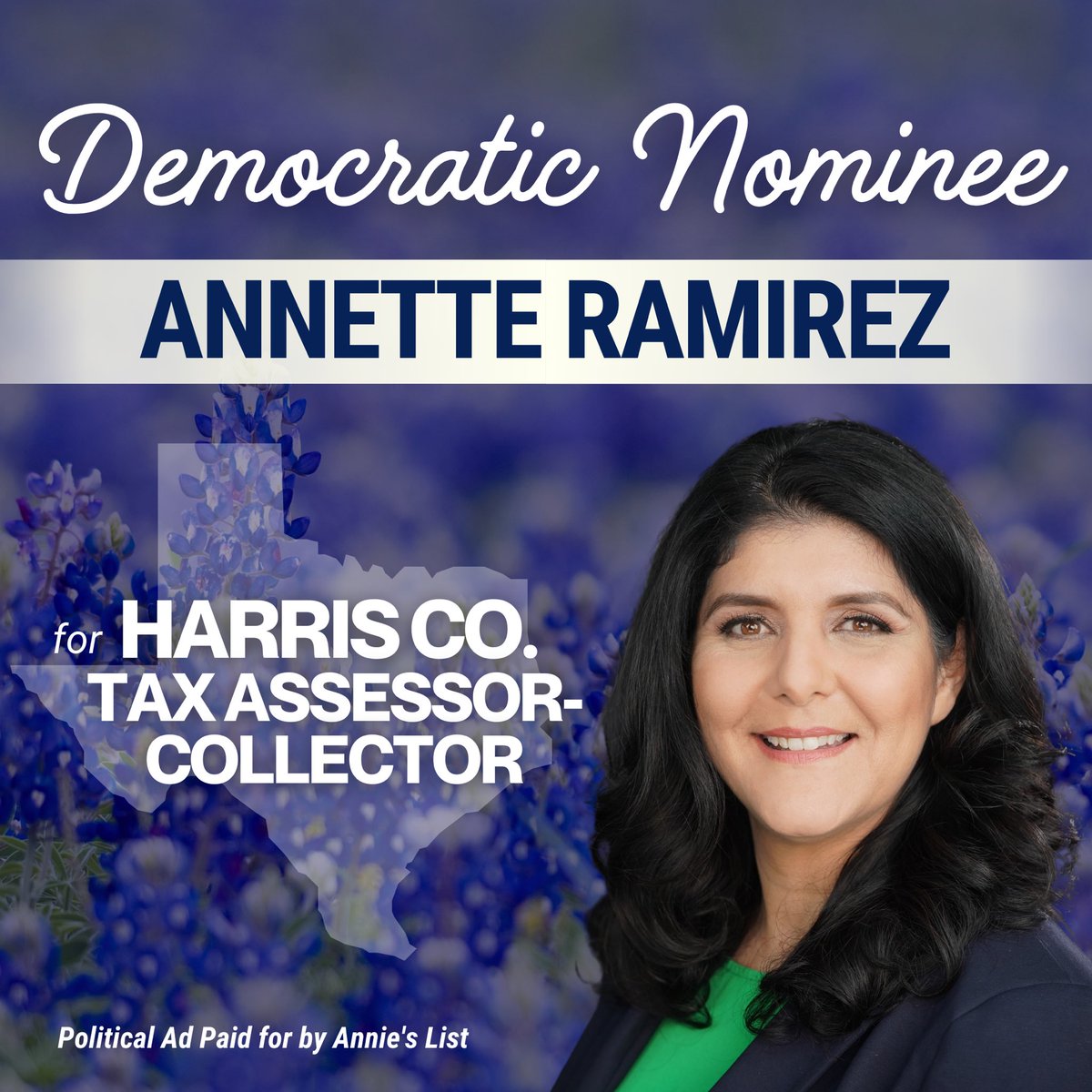 Congratulations to Democratic Nominee for Harris Co. Tax Assessor-Collector, @ElectAnnetteR!

Women are making a difference at all levels of government in Texas. 💪