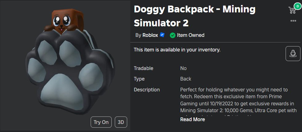 🎉 Doggy Backpack - Code Giveaway 🎉

📘 Rules:
- Must be following me + Like the tweet
- Reply with anything random

⏲️ 5 random winners will be picked tomorrow at 11 PM EST.
#Roblox #robloxgiveaway #robloxgiveaways #RobloxUGC
