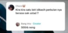 500k sebulan? Diluar uang bulanan rumah tangga bensin jajan anak skincare bedak lipstik etc kaann? Tp duit jajan segitu berarti jatah nongkrong sekali sebulan donk🥴 Tp balik lg,klo bwt bbrp orang jumlah segitu cukup it's ok...anda wanita super super hebat👍🏻