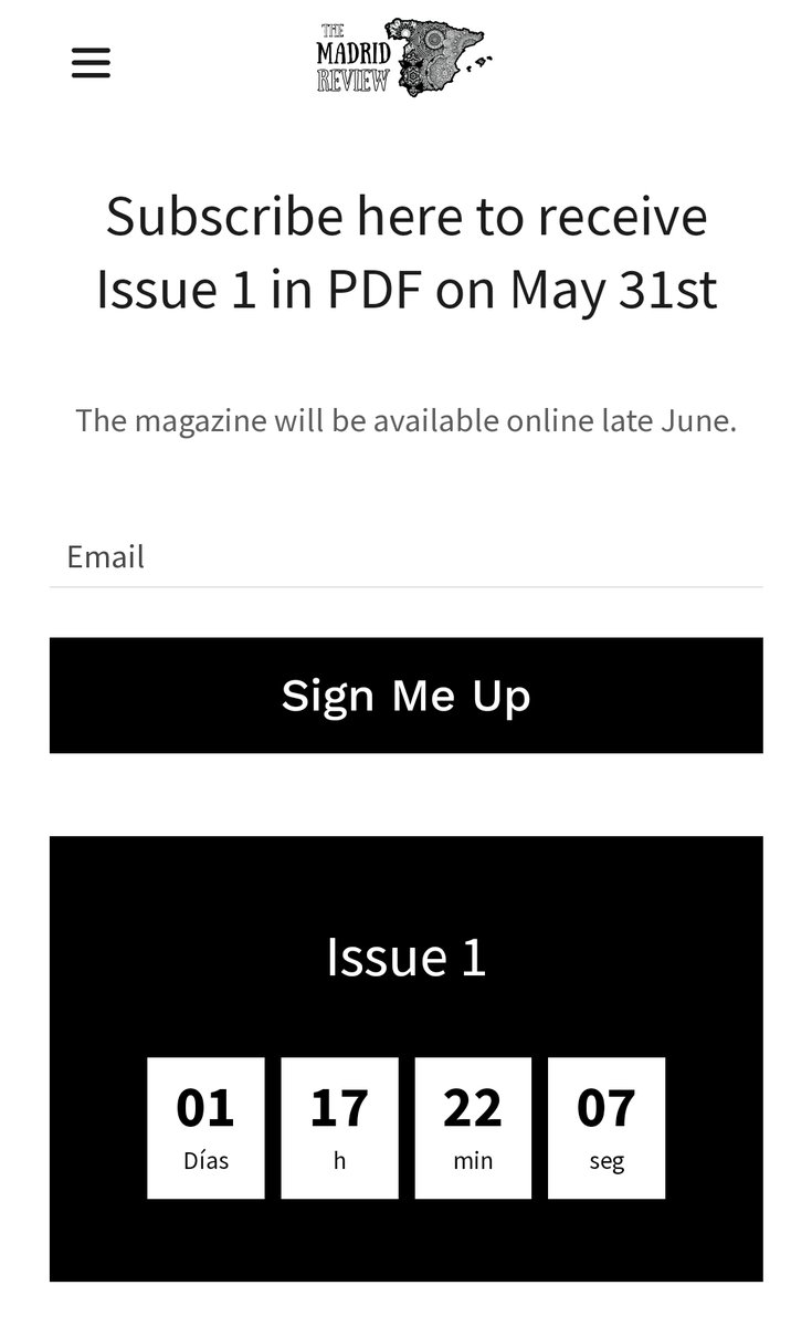 madridlitmag's tweet photo. Out in less than 2 days. Have you signed up? It's FREE.
https://t.co/YANyl02bc1
#freemag #Free #signup #litmag #new #quick #offer #magazines #readercommunity #poetry #fiction https://t.co/qIqx9RFpxm