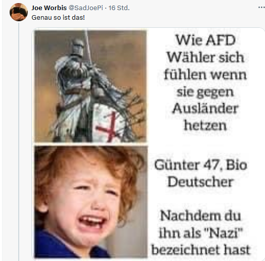 Linke: Es gibt kein ethnisch deutsches Volk. Auch Linke bei jedem 2. Versuch ein Selbsthass - Meme zu machen. --> 'Bio Deutsche'