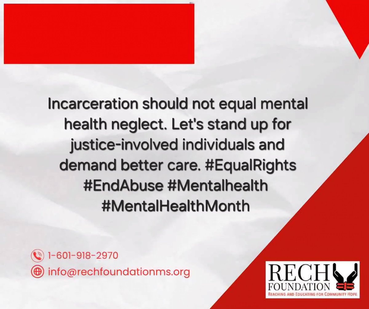 Incarceration should not equal mental health neglect. Let's stand up for justice-involved individuals and demand better care. #EqualRights #EndAbuse #Mentalhealth #MentalHealthMonth #incarcerated #prison #helpinthehouse #Solutionist #iamaningredient #justicegeneral