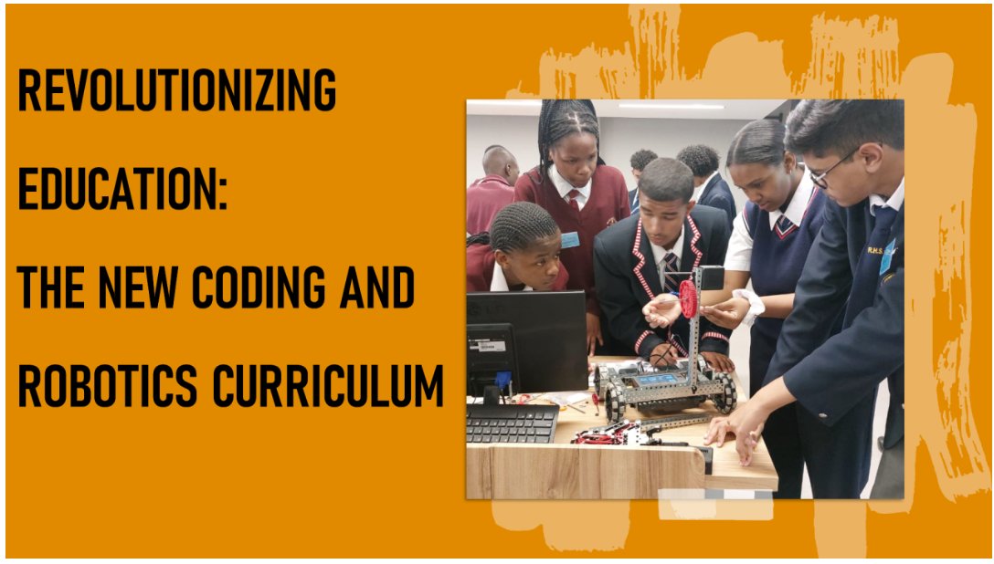 Ashric (@donict9) on Twitter photo The new Coding & Robotics curriculum will transform SA education! From fostering creativity to bridging the digital divide, discover its impact. Read more: bit.ly/4edgGyz
#EdTech #Coding #Robotics
<a href="/KarenR_Dudley18/">Karen Dudley</a> <a href="/WCEDnews/">WCEDNews</a> <a href="/WCED_Districts/">WCED_CD Districts</a> <a href="/teachingconnect/">Juan Benjamin</a> The new Coding & Robotics curriculum will transform SA education! From fostering creativity to bridging the digital divide, discover its impact. Read more: bit.ly/4edgGyz
#EdTech #Coding #Robotics
<a href="/KarenR_Dudley18/">Karen Dudley</a> <a href="/WCEDnews/">WCEDNews</a> <a href="/WCED_Districts/">WCED_CD Districts</a> <a href="/teachingconnect/">Juan Benjamin</a>