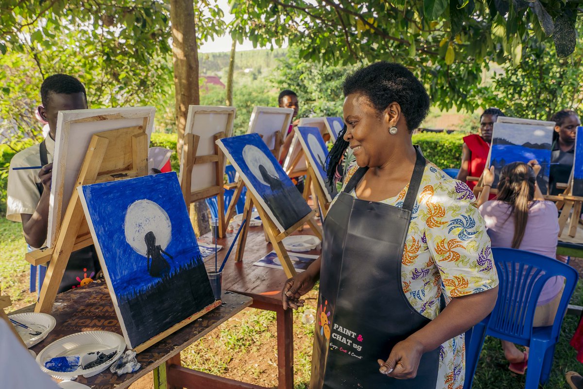 gejjawomen's tweet photo. In celebration of #MHDay2024, we had a painting session led by our good friends from @paintandchatug1. Each participant was to paint on a canvas and then take their picture home. https://t.co/VO45vKAEb1