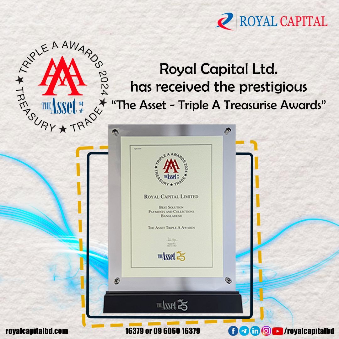 RclBD's tweet image. Royal Capital Ltd. takes home the Triple A Treasurie Award 2024 for 'Best Solution Payment and Collection'! A testament to our commitment to cutting-edge financial solutions.
#TripleATreasuriseAward #BestSolution #FinancialInnovation #royalcapitalbd #StandardChartered #tradefast