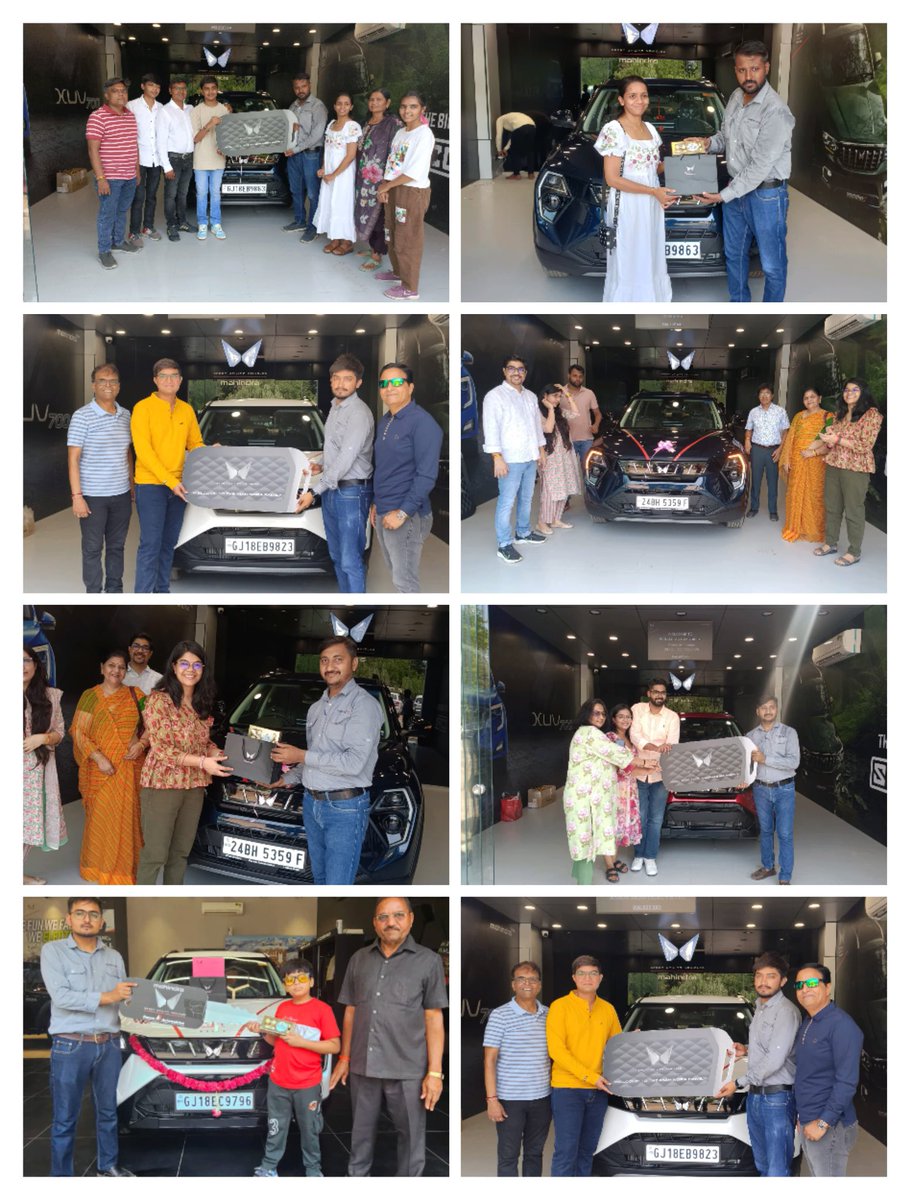 anandmahindra's tweet image. Received a number of photos from @rajesh664 showing me how there is a virtual festival of deliveries of the #XUV3XO going on throughout the length and breadth of Incredible India.

But the most heartwarming pic for me is the one just before the video, showing a family of 17 in…