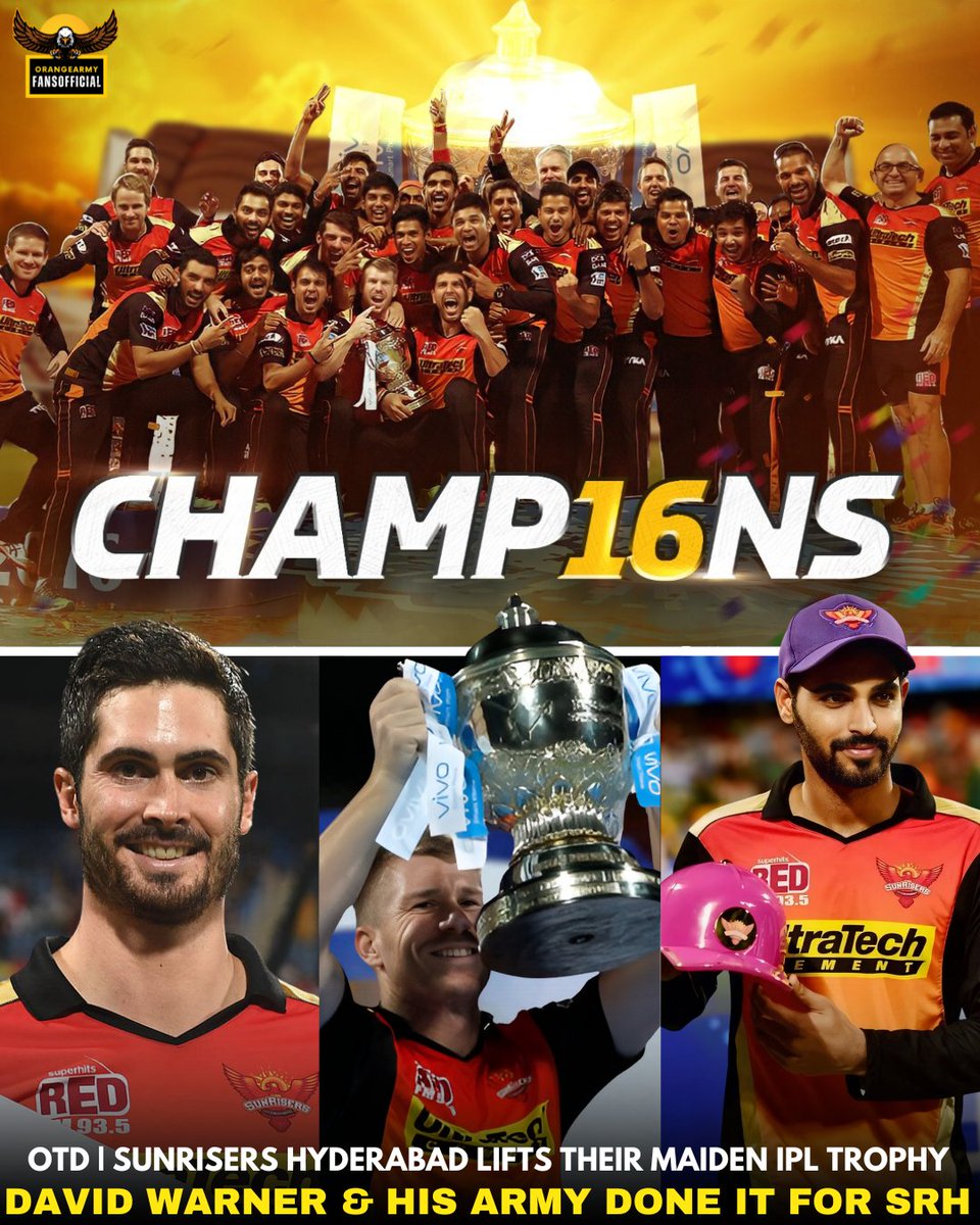OTD | IPL2016 CHAMPIONS 🏆