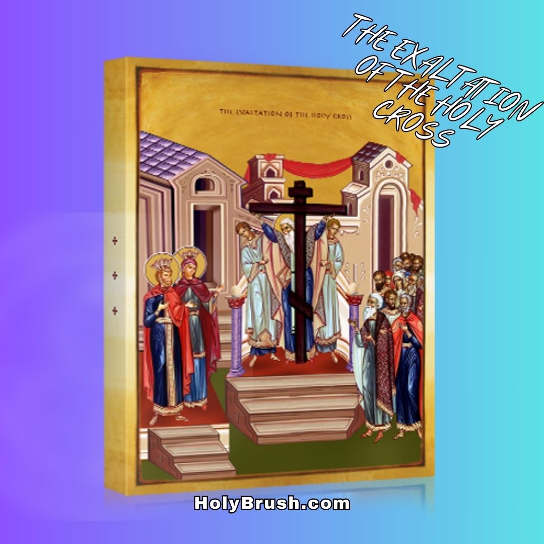 The Exaltation of the Holy Cross icon #HolyBrush #ByzantineIcon #ChristianArt #ByzantineArt holybrush.etsy.com