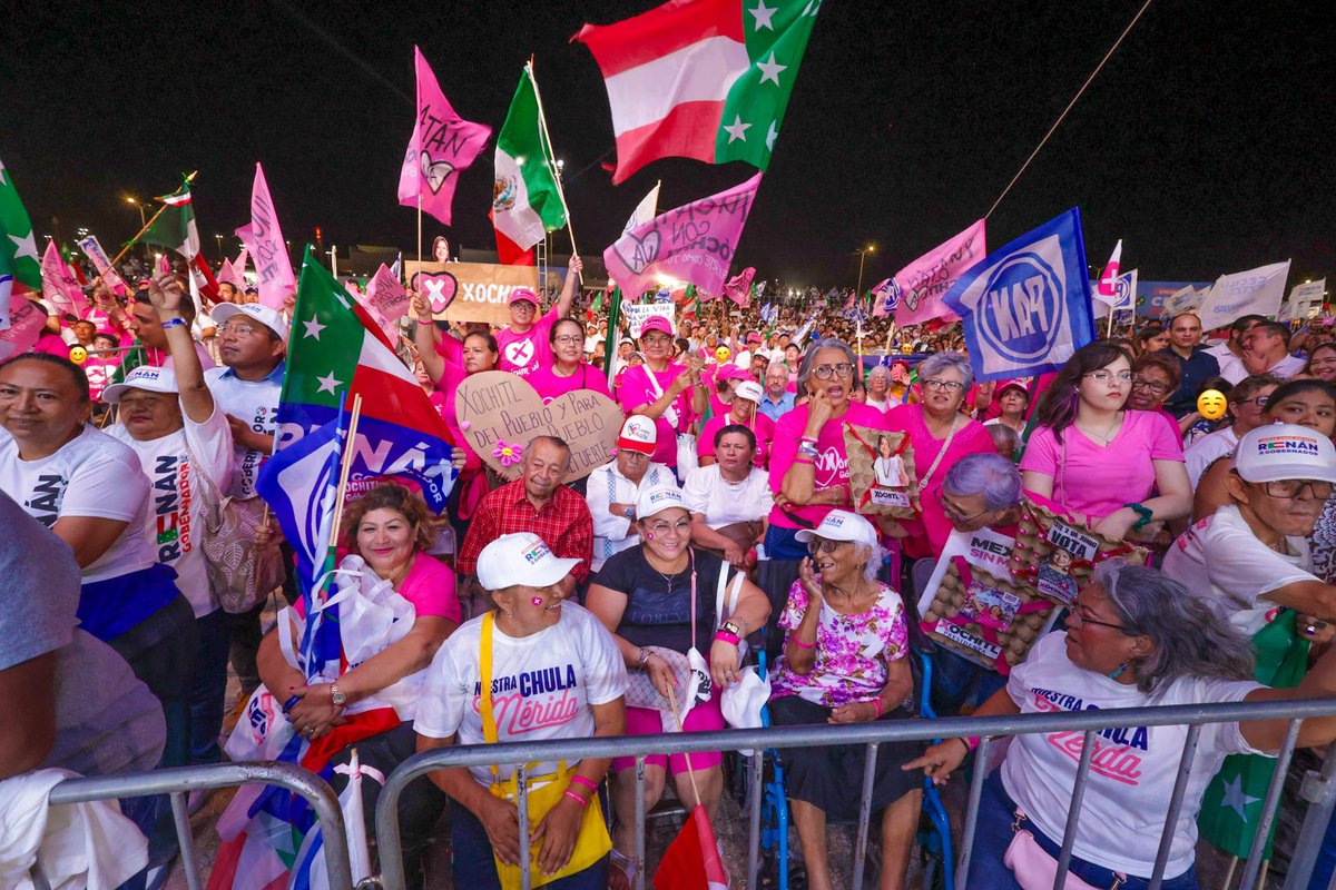 XochitlGalvez's tweet photo. Yucatán ya despertó y vamos a ganar.

Aquí no van a entrar los ineptos que no saben gobernar. De la mano de @RenanBarrera y todos los candidatos de Fuerza y Corazón, los yucatecos van a poder seguir saliendo a las calles sin sentir miedo.

¡Todos a votar este 2 de junio! https://t.co/BNch5Ew5KQ