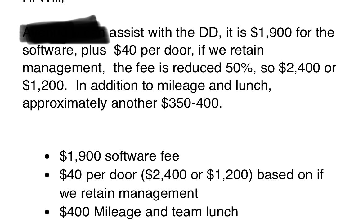 I’ve never seen a managment company charge for opening doors for an inspection… #teamlunch