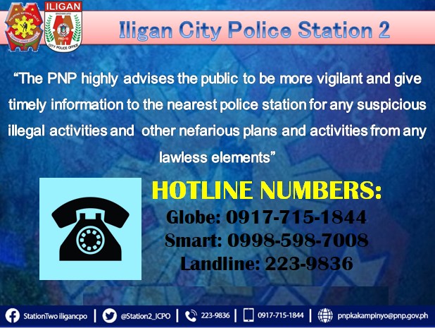 ILIGAN CITY POLICE STATION 2 HOTLINE NUMBERS #ToServeandProtect #BagongPilipinas #serbisyongcardo #SerbisyongMayPuso