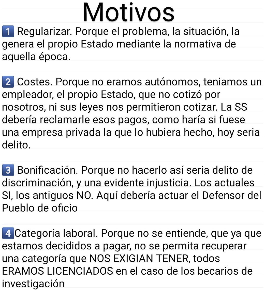 Y a pesar de todo
Sra. <a href="/SaizElma/">Elma Saiz</a> Sr. <a href="/sanchezcastejon/">Pedro Sánchez</a> pedimos
1️⃣Regularizar todo el tiempo trabajado como becari@s
2️⃣Asumir los costes solo del empleado (el empleador era el Estado) 
3️⃣Bonificación igual a la de los nuevos becarios, 95%
4️⃣Categoría laboral 1
 #ConvenioSSJusto 👇
