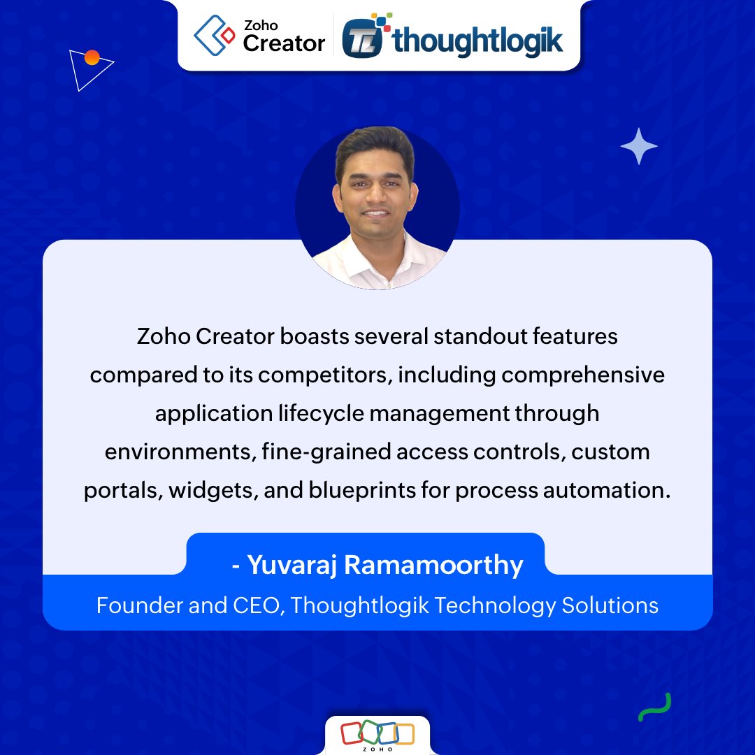 Dive in to learn how ThoughtLogik, a UK-based Zoho Partner, empowers businesses with tailor-made solutions using Zoho Creator. Learn more about their commitment to streamlining processes and driving growth through innovation. 🔗 zurl.co/GP64 #LowCode #AppDev #Tech