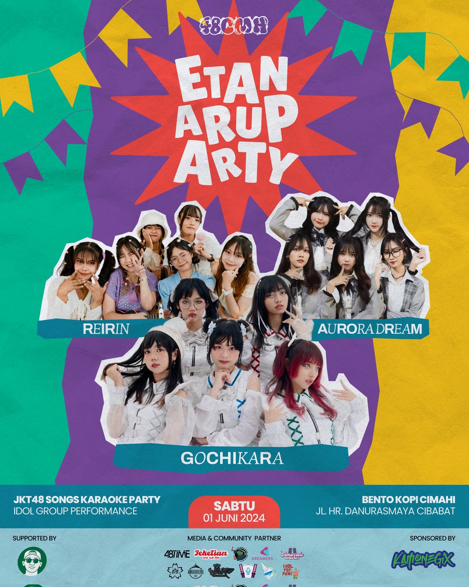 48CMH Present: Etanaru Party Ribasu Activities: 💥 JKT48 Songs Karaoke Party 🎉 Idol Group Performance Guests: ⭕ Gochikara ⭕ ReiRin ⭕ Aurora Dream 📅 Sabtu, 01 Juni 2024 📍 Bento Kopi Cimahi, C-AREA 🎫 48cmh.my.id/ticket #etanarupartyribasu #48cimahi #jkt48