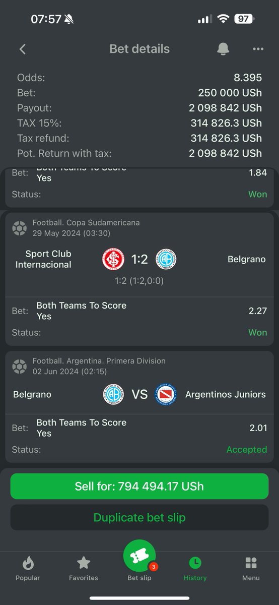 Didn't know I can bet two teams on the same sleep on 22BET now
