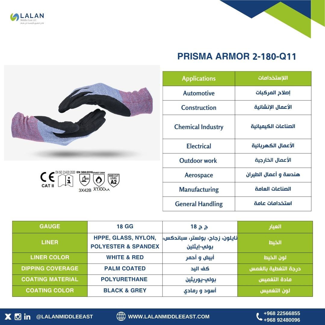 Prisma Armor 2-180-Q11

#gloves #breathability #treetohand #lalanmiddleeastllc #rubber #workgloves #safetygloves #disposablegloves #glovemanufacturer #quality #resistant #cutprotection #protection #handprotection #middleeast #ppeproducts #latex