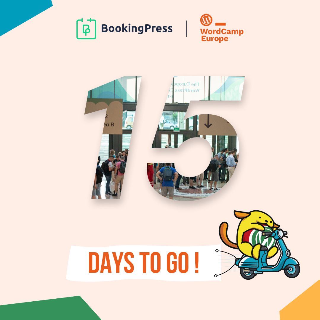 bookingpress's tweet photo. Just 15 days to go until #WCEU2024!🤩

We can’t hold our excitement to visit Torino! We are looking forward to connecting with the WordPress community.

Will you be there? Come to our booth to hang 🙌

#WCEU #BookingPress #wordcamp #wordpresscommunity #wordpress21 #TorinoEvent #wordcampsponsor