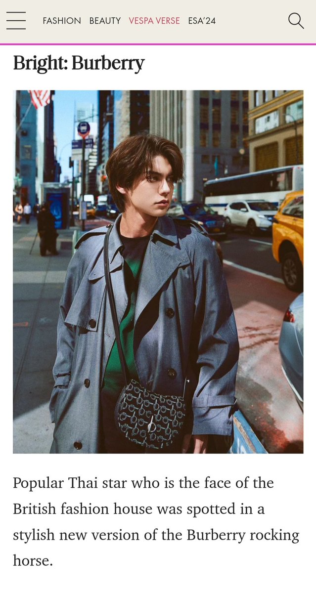 ELLE India 

Here are the Handbags the Fashion 'IT' Boys are Carrying

Bright : Burberry
Popular Thai star who is the face of the British fashion house was spotted in a stylish new version of the Burberry rocking horse.

#BurberryxBright
@Burberry #Burberry
@bbrightvc #bbrightvc
