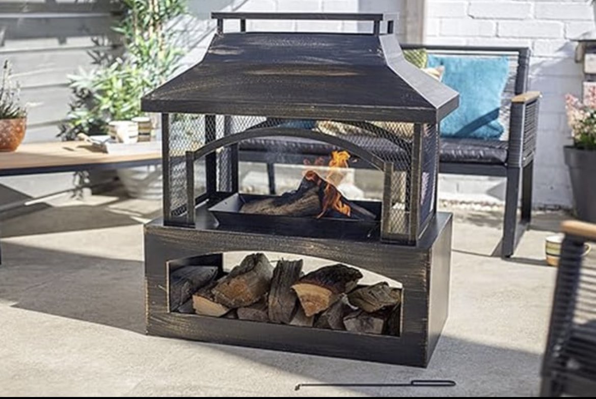 Love this log burner pit with wood storage! 🔥 It’ll make a gorgeous talking point for the patio. Check it out here ➡️ awin1.com/cread.php?awin…