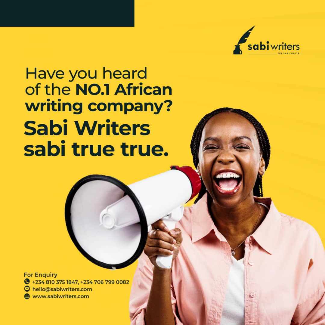 We be the original talk and do.

Here at Sabi Writers, we don’t just say, we back it up with actions.

For all your writing needs, feel free to reach out to us today and we go deliver.

#sabiwriters #writingindustry #writingagency #writingcompany